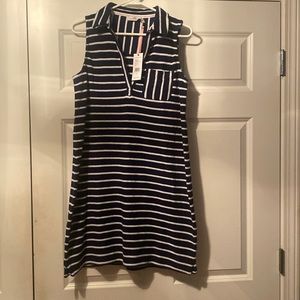 Vineyard Vines blue and white velour beach cover up dress